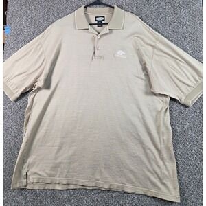 Haley Reserve Golf Shirt Mens XXL Tan Striped 100% Cotton Athletic‎ Oak Hills